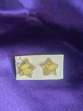 Orange Calcite Star Resin Stud Earrings